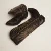 Stivali Wish Star in pelle nera con stella intarsiata in pelle laminata platino
