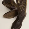 Stivali Wish Star in pelle nera con stella intarsiata in pelle laminata platino