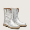 Stivali Young Wish in pelle metallizzata argento con ricamo a forma di stella