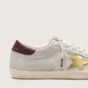 Super-Star CNY da uomo in pelle scamosciata avorio con stella in pelle metallizzata e linguetta sul tallone in pelle