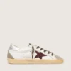 Super-Star con stella glitterata bordeaux e linguetta sul tallone argentata