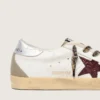 Super-Star con stella glitterata bordeaux e linguetta sul tallone argentata