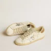 Super-Star con stella in pelle argentata e linguetta sul tallone in pelle con stampa coccodrillo