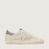 Super-Star con stella in pelle crackle e linguetta sul tallone in pelle con lamina metallica
