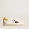 Super-Star da donna a base biologica con stella rossa glitterata e linguetta sul tallone in pelle