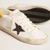 Super-Star da donna a base biologica con stella rossa glitterata e linguetta sul tallone in pelle