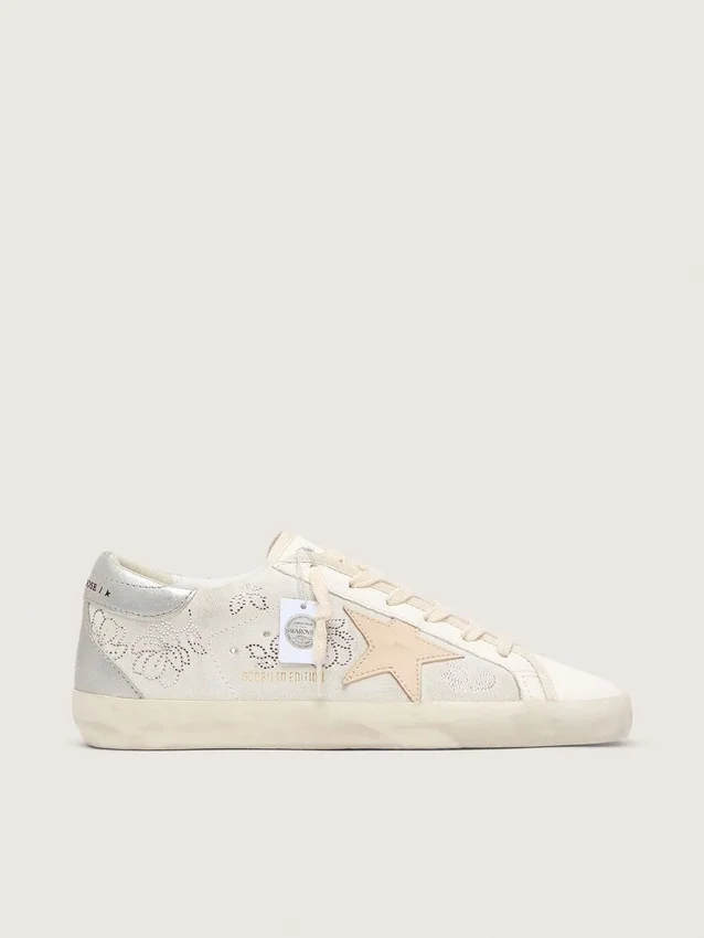 Super-Star da donna con cristalli Swarovski e stella in pelle grigio fumo