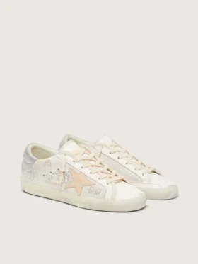Super-Star da donna con cristalli Swarovski e stella in pelle grigio fumo
