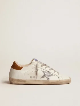 Super-Star da donna con fodera in shearling e stella glitterata argento