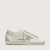 Super-Star da donna con linguetta argentata sul tallone e scritta con borchie metalliche