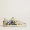 Super-Star da donna con perline multicolori e stella in pelle scamosciata beige