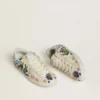 Super-Star da donna con perline multicolori e stella in pelle scamosciata beige