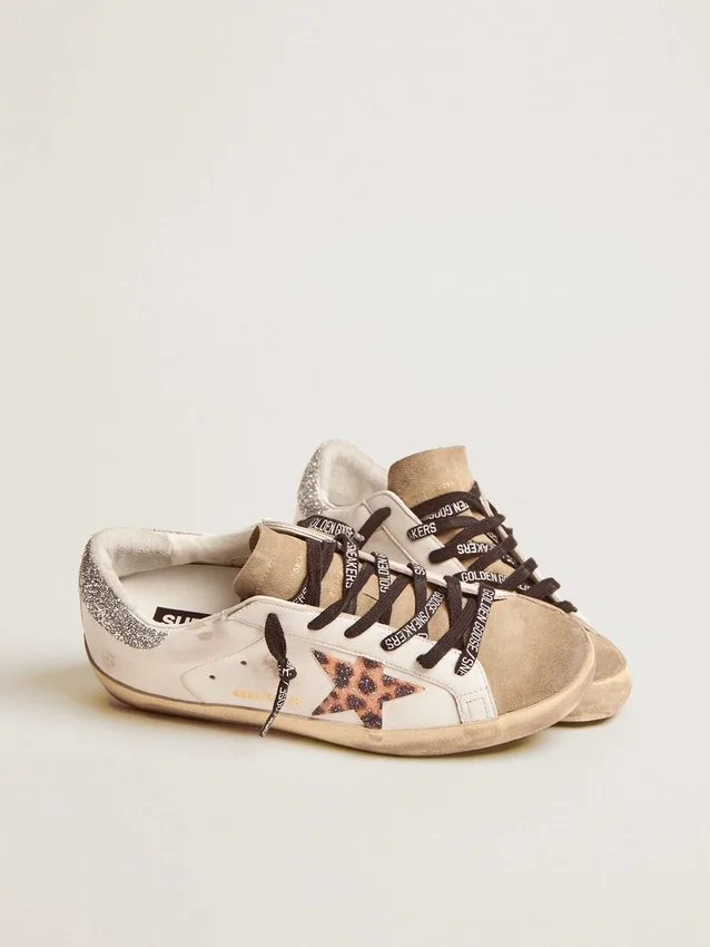 Super-Star da donna con stampa leopardata e stella in cristalli Swarovski