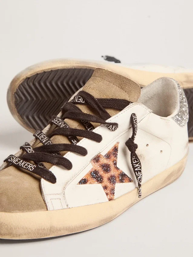 Super-Star da donna con stampa leopardata e stella in cristalli Swarovski
