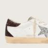 Super-Star da donna con stella glitterata argento e linguetta sul tallone glitterata marrone