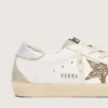 Super-Star da donna con stella glitterata dorata e inserti in pelle scamosciata grigio ghiaccio