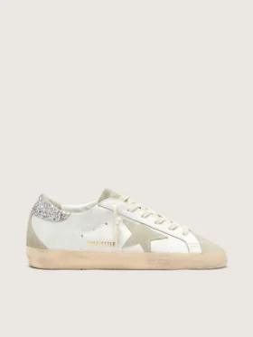 Super-Star da donna con stella grigia e linguetta sul tallone con glitter argento