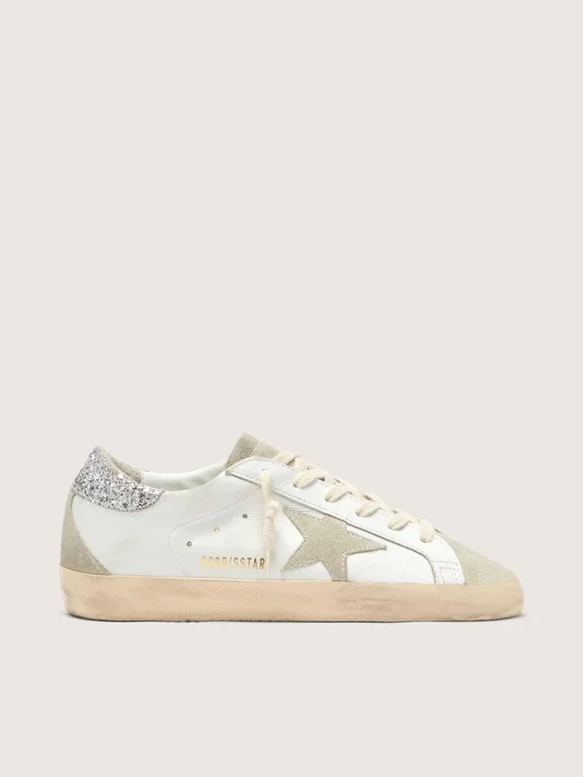 Super-Star da donna con stella grigia e linguetta sul tallone con glitter argento
