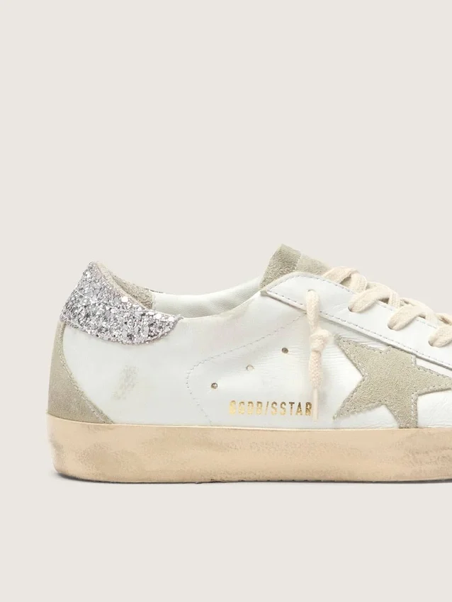 Super-Star da donna con stella grigia e linguetta sul tallone con glitter argento