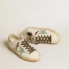 Super-Star da donna con stella grigia glitterata e linguetta sul tallone in pelle color carne