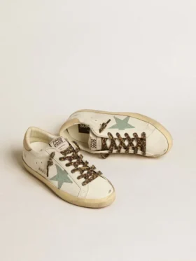 Super-Star da donna con stella grigia glitterata e linguetta sul tallone in pelle color carne