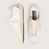Super-Star da donna con stella in pelle argentata e linguetta sul tallone rosa