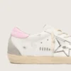 Super-Star da donna con stella in pelle argentata e linguetta sul tallone rosa