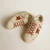 Super-Star da donna con stella in pelle e linguetta sul tallone in pelle con stampa coccodrillo
