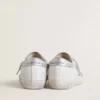 Super-Star da donna con stella in pelle scamosciata grigia e inserti glitterati argentati