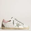 Super-Star da donna con stella in pelle scamosciata grigia e linguetta sul tallone in pelle rosa