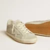 Super-Star da donna con stella in pelle scamosciata grigia e rete con cristalli Swarovski