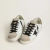 Super-Star da donna con stella nera glitterata e linguetta sul tallone in pelle di pony con stampa leopardata