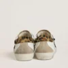 Super-Star da donna con stella nera glitterata e linguetta sul tallone in pelle di pony con stampa leopardata