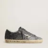 Super-Star da donna con tomaia glitterata e stella in pelle metallizzata argento