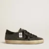Super-Star da donna in cristalli Swarovski neri con stella in pelle scamosciata nera