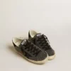 Super-Star da donna in cristalli Swarovski neri con stella in pelle scamosciata nera