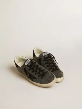Super-Star da donna in cristalli Swarovski neri con stella in pelle scamosciata nera