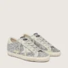 Super-Star da donna in glitter argento con stella in pelle scamosciata grigio ghiaccio