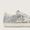 Super-Star da donna in glitter argento con stella in pelle scamosciata grigio ghiaccio