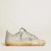 Super-Star da donna in nabuk bianco invecchiato con cristalli Swarovski