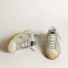 Super-Star da donna in nabuk bianco invecchiato con cristalli Swarovski