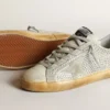 Super-Star da donna in nabuk bianco invecchiato con cristalli Swarovski