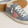 Super-Star da donna in nabuk blu con stella e linguetta sul tallone in pelle scamosciata rosa