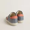 Super-Star da donna in nabuk blu con stella e linguetta sul tallone in pelle scamosciata rosa