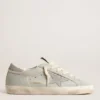Super-Star da donna in nappa azzurro chiaro con stella in pelle grigia e linguetta sul tallone