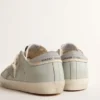Super-Star da donna in nappa azzurro chiaro con stella in pelle grigia e linguetta sul tallone