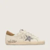 Super-Star da donna in nappa con stella glitterata argento e scritte su tutta la superficie