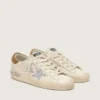 Super-Star da donna in nappa con stella glitterata argento e scritte su tutta la superficie