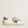 Super-Star da donna in nappa con stella glitterata e linguetta sul tallone in nappa rossa