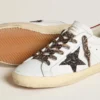 Super-Star da donna in nappa con stella glitterata e linguetta sul tallone in nappa rossa